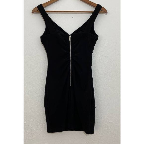 Emerald Sundae Sz O Black Bodycon Dress Built In Bra Ruched Back Exposed Zipper - Picture 6 of 12